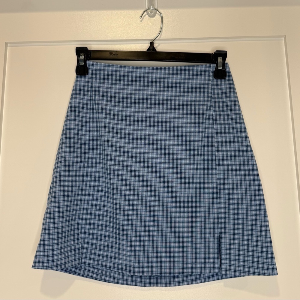 Brandy Melville Blue Plaid Skirt